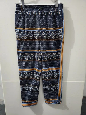 Pantalones Elevenses Mujer 0 Azul Aralia Estampado Recortado Puño Anudado Fair Isle Boho Foto 1 de 4