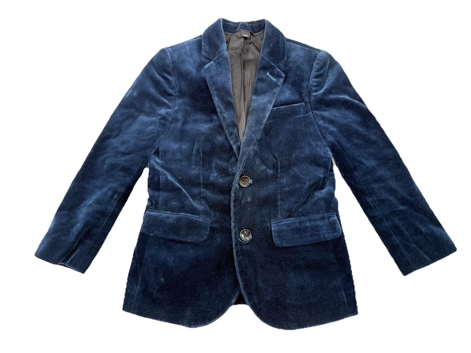 Chaqueta Blazer J Crew Boys Terciopelo Ludlow Azul 6 Dos Botones Forrada Crewcuts 32761 Foto 1 de 4