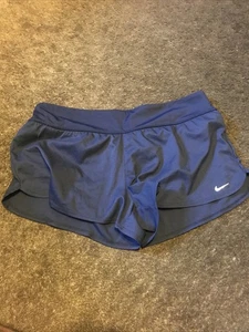 Nike dunkelblau Laufen Sport Slip gefüttert Shorts Swoosh Logo Damen Größe L - Bild 1 von 5