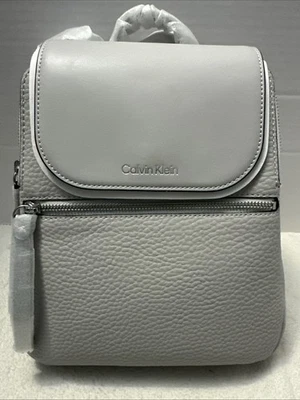 Calvin Klein Reyna Novelty Key Item Flap Backpack, Dove Grey, One Size - Image 1 of 4