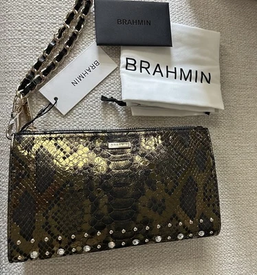 Muñequera Brahmin Daisy nueva con etiquetas ~ grandeza dorada ~ tachuelas de cristal para glamour navideño 💛🎄 Foto 1 de 4