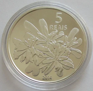 Brasilien 5 Reais 2014 Olympiade Rio de Janeiro Bromelie Silber - Bild 1 von 2