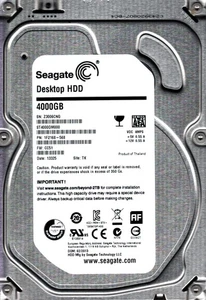 ST4000DM000 P/N: 1F2168-568 F/W: CC51 S/N: Z3006 4TB FEB 2013 THAILAND SEAGATE - Picture 1 of 2