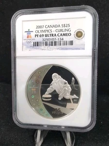 2007 Canada $25 Olympics - CURLING NGC  PF 69 Ultra Cameo .925 Silver 4720 - Picture 1 of 2
