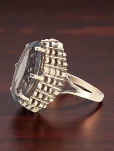 NACHLASS MASSIVER 10K GELBGOLD RING 16mm RAUCHQUARZ KORBFASSUNG GRÖSSE 6,5 7907 - Bild 1 von 5