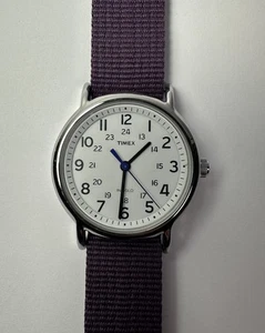 Timex Weekender Watch 38mm Indiglo Purple Band - New Battery - Picture 1 of 5
