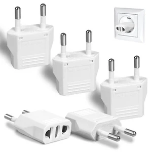 6-Pack US to Europe Type C Plug Adapter – Travel Power Converter (White) - Picture 1 of 7