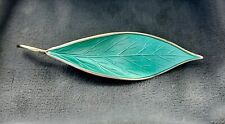 David Anderson D-A Norway Vintage Sterling Silver Green Enamel Leaf Brooch