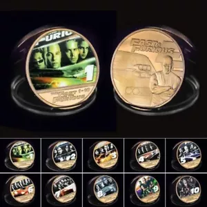 x10 The Fast & Furious 1-10 Movies Gold Plated Complete Coin Set In Display Box - Bild 1 von 4