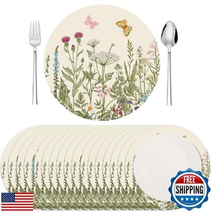 Moinchore 100 Pack Round Floral Paper Placemats 13 Inch Vintage Floral Dispos - Picture 1 of 5