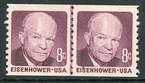 USA 1971 🔥 Eisenhower 8¢ Claret Scott 1402 Line Pair MNH P608 - Picture 1 of 6