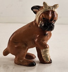 Figurine Boxer Dog Blessé Chiot Malade Vintage Céramique Japon Bandages 1970s 3,5"T