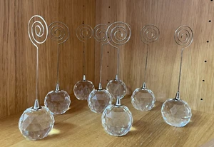 8 Crystal Ball Table Name Place Holders – Sparkly Faceted Design - Weighted - Picture 1 of 9