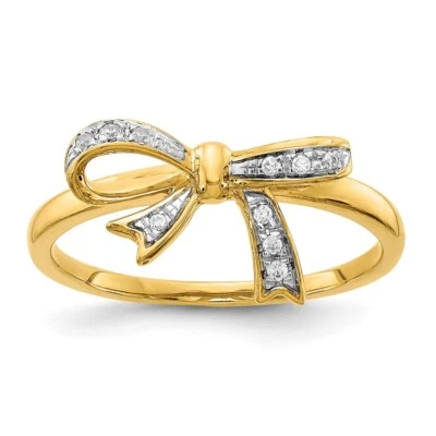 14k Two-tone Gold Diamond Bow Ring for Women Size 7 - Image 1 of 4