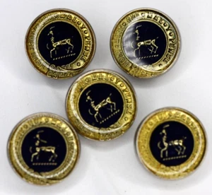 5 Royal Order of the Garter Cup Buttons Honi Soit Qui Mal Y Pense Glass Top - Picture 1 of 10