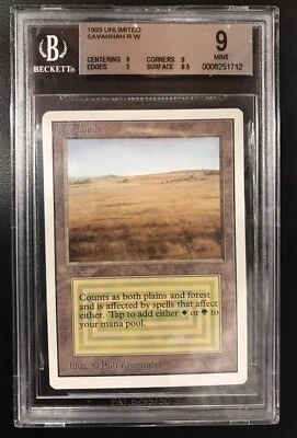 BGS 9+++ Unlimited Savannah Dual Land Magic the Gathering - Image 1 of 2
