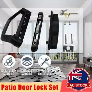 Sliding Glass Patio Door Locks Set Pull Handle Hardware W/Key Metal Kit DIY New - Picture 1 of 12