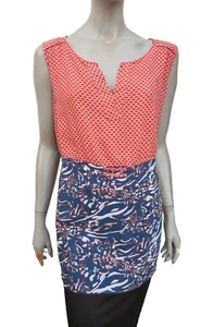 Tunic Top size Eur 50 /18-20 - Sleeveless Orange & Navy Mix - Miss Captain - Picture 1 of 6