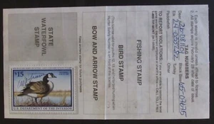 RW64 - 1997 Federal Duck Stamp on Montana Hunting License - Picture 1 of 2