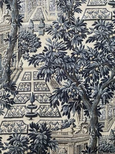 ZOFFANY Italian Garden Indigo Fabric 133cm W x 96cm Long RRP £169M - Picture 1 of 3