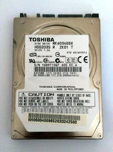 Toshiba MK6034GSX 60GB Internal 5400 RPM, 2.5" (HDD2D35) Hard Drive - Afbeelding 1 van 1