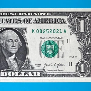 August 25, 2021 (К 08252021 A) BIRTHDAY Note $1 One Dollar Bill *UNC* - Picture 1 of 4