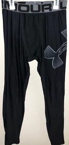 Under Armour Heat Gear Compression Pants Black Big Logo Fitted Boys YXL - Picture 1 of 9
