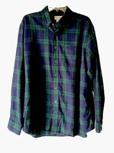LL Bean Herren Scotch Karo Flanell Hemd Langarm Grün & Blau Größe L Large - Bild 1 von 4