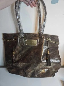 NWOT Mary Kay Gold Sparkly Animal Leopard Print Tote Bag with Zipper - Picture 1 of 10
