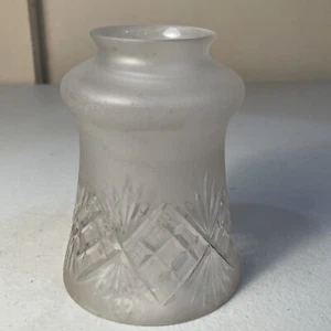 Antique French Art Deco Frosted Etched Glass Lamp Chandelier Shade - Picture 1 of 5