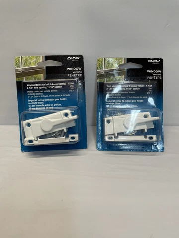 Vinyl Window White Sash Lock & Keeper:   2-(NEW) In Pack Cover