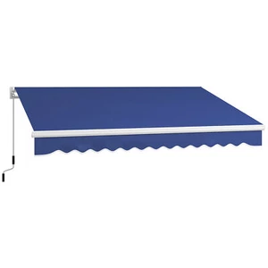 13'x8' Manual Retractable Patio Awning with UV Protection Easy Crank Sun Shade - Picture 1 of 8