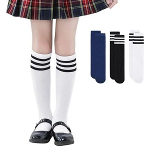 3 Pairs Knee High Socks for Girls School Uniform Socks Breathable Seamless So... - Picture 1 of 8