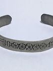 Wendell August Forge Hand Wrought Pewter Vintage Flowers Cuff Bracelet 7.25inch