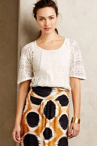 Anthropologie Danut Lace Top by Meadow Rue - Sz XS, S, M, L (Ivory) - Picture 1 of 8
