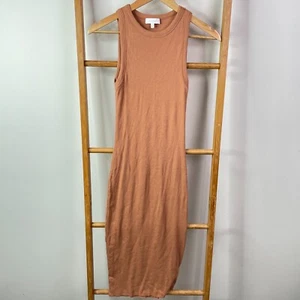 Kookai Bodycon Maxi Dress Womens 0 34-36 Hazelnut Rib Knit Sleeveless Stretch - Picture 1 of 10