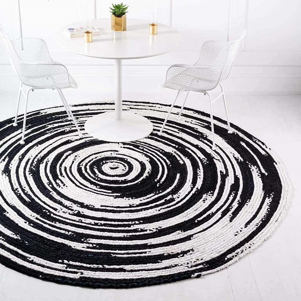 Beautiful Braided Round Area Rug Carpet Bohemian Living Room Decor Floor Rugs - Image 1 of 4