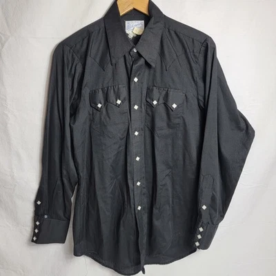 Rockmount Ranch Wear Black Men’s Western Pearl Snap Shirt Sawtooth Black 16 M  - Image 1 of 4
