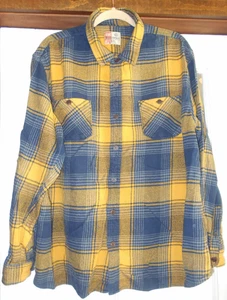Ruff Hewn Uomo Flanella Bottoni Plaid 2XL XXL 2X Grunge Giallo Blu Michigan Y2K - Foto 1 di 5