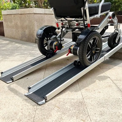 WALLPAPER-MASTER 2-7Ft Folding Portable Wheelchair Ramp Mobility Scooter Home/Car/Step Aid Ramps