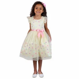 Jona Michelle Kids' Spring Dress With Satin Bow - Picture 1 of 7