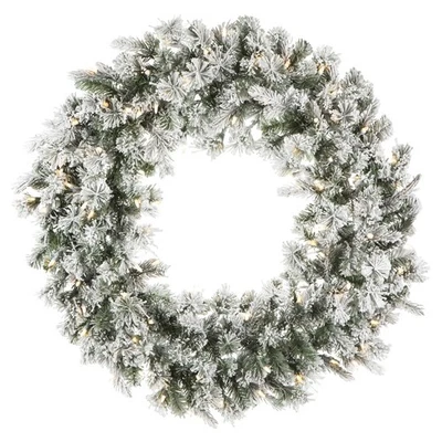 Vickerman 36 дюймов флокированный венок Kiana Dura-Lit 100WW - K173537LED - Изображение 1 из 4