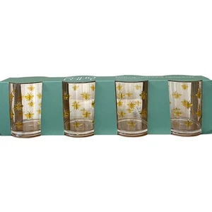 Soho Loft Gold Bee Clear Acrylic Glasses 15oz Indoor Outdoor Tumblers Set of 4  - Picture 1 of 11