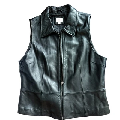 Женские винтажные Apt. 9 Черный кожаный жилет перчатка дубленый Western фестиваль - Изображение 1 из 4