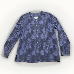 Coldwater Creek Shirt Leaves Floral Button Women’s Size 12 Silky Made In US - Picture 1 of 6