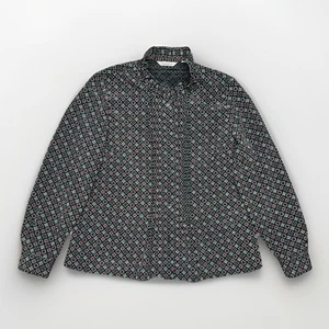 Comodore Japan Women’s Black Size L Pleated Blouse Diamond Lattice Print - Bild 1 von 11