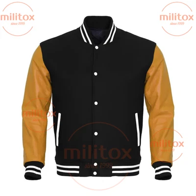 Varsity Jacket – Wool Body & Leather Sleeves | Premium Quality, Free Shipping, - Image 1 of 3