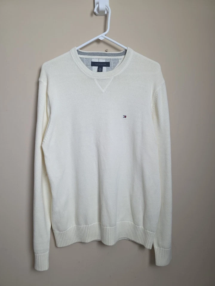 Suéter Tommy Hilfiger Calce Grande Para Hombre Grande Marfil Manga Larga  Foto 1 de 4
