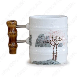 Bambusgriff Keramik Porzellan Mini Becher Tasse Tee Kaffee Handarbeit in Korea Geschenk - Bild 1 von 5