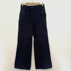 Boden pantaloni blu navy gamba larga misto cotone taglia UK 10 R - Foto 1 di 9